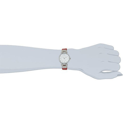 Anne Klein Women's 109443WTRD Silver-Tone White Dial and Red Leather Strap Watch -  - 4