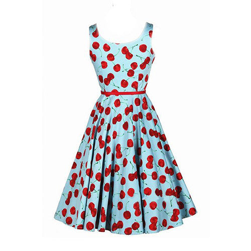 Luouse Vintage Cherry Rockabilly Bombshell Halter Pinup Swing Women's Dress -  - 4