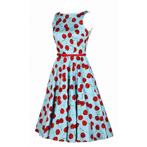Luouse Vintage Cherry Rockabilly Bombshell Halter Pinup Swing Women's Dress -  - 5