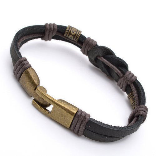 Authentic Tribal Leather Wristband Surf Black Mens Bracelet -  - 3